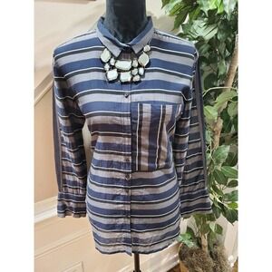 Humanoid Women Multicolor Cotton Collared Long Sleeve Button Down Casual Shirt M